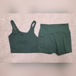Offline by Aerie biker shorts and sports bra set
